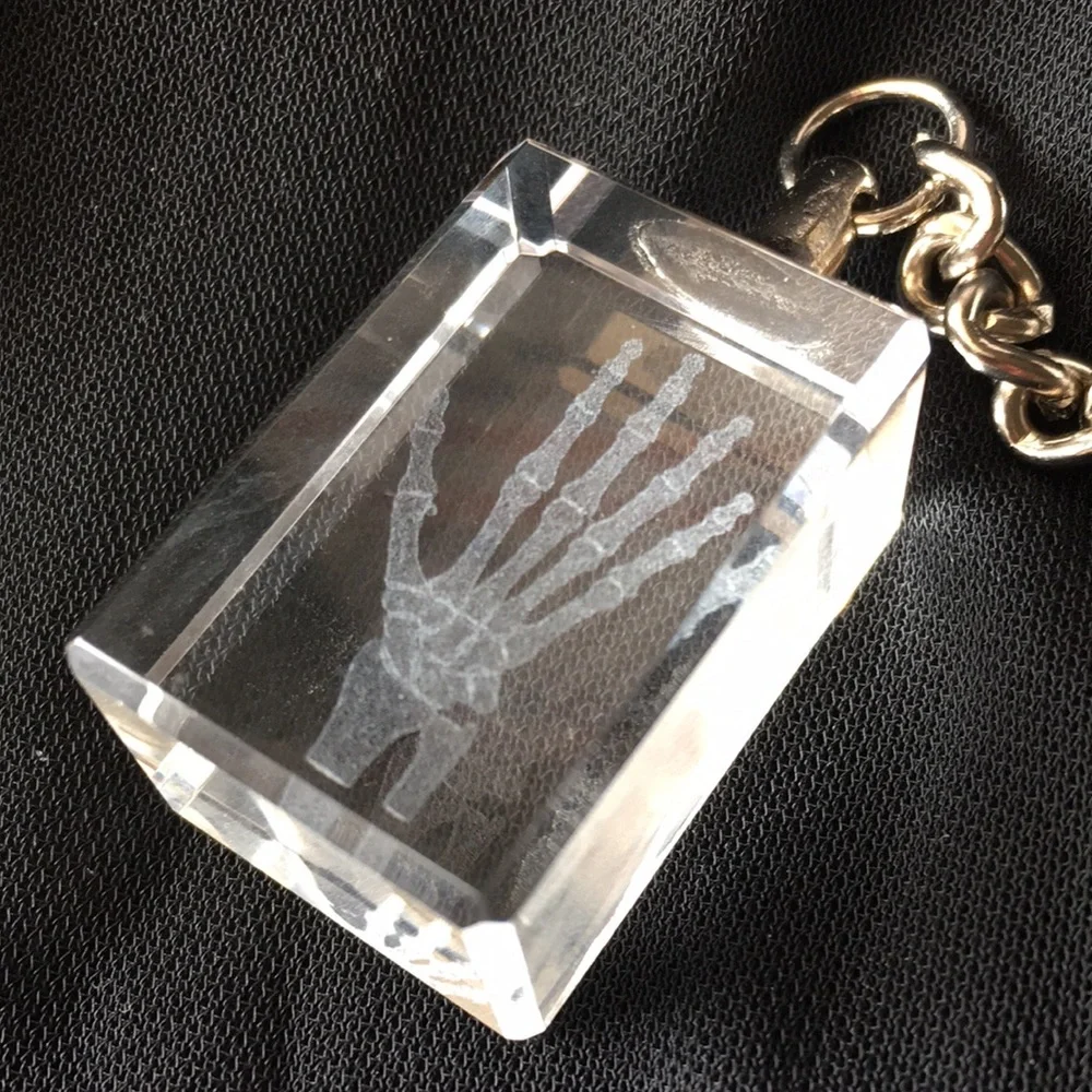3D Crystal Hand Joint Structure Keychain with Protective Case